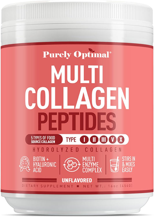 Multi Collagen Peptides Powder - 5 Types of Hydrolyzed Collagen Protein 16 oz