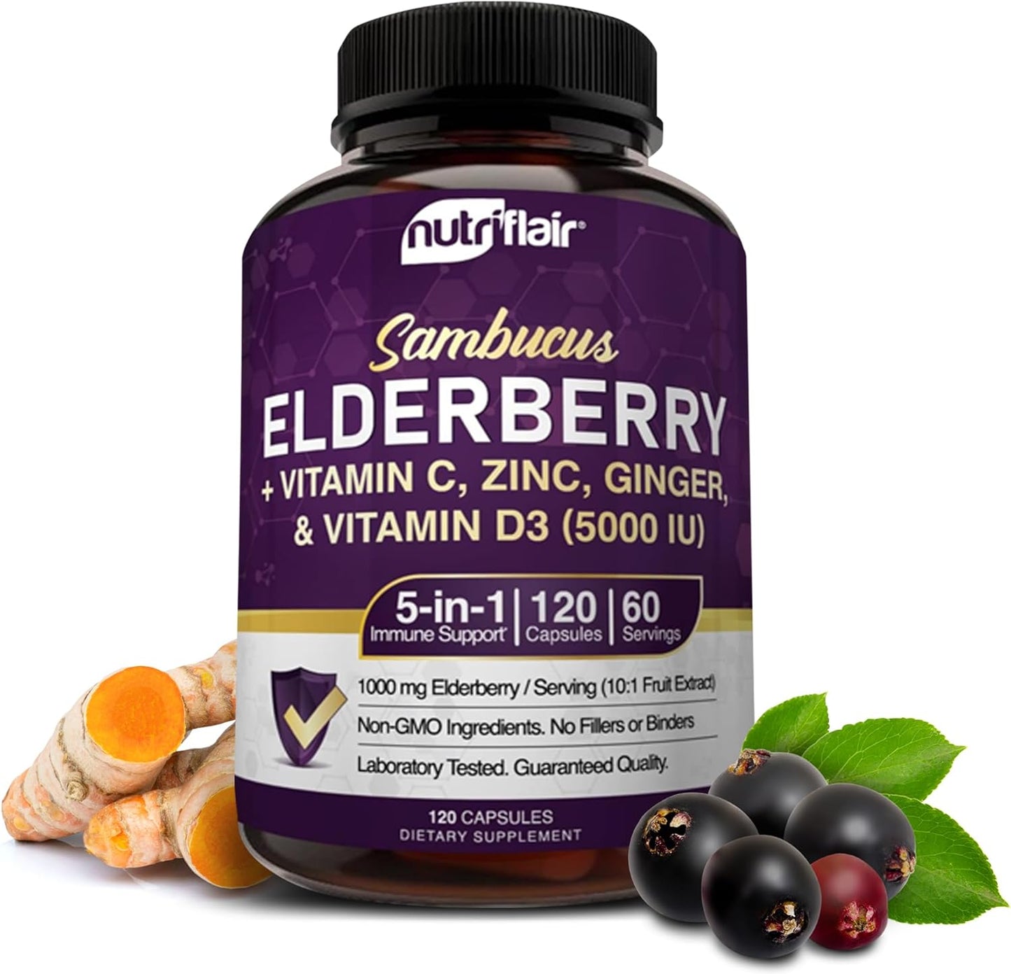 NutriFlair Sambucus Elderberry, 120 Veggie Capsules