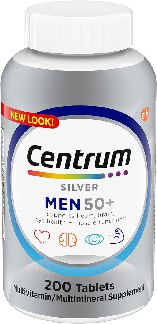 Centrum Silver Multivitamin for Men 50 Plus, Multimineral Supplement, Vitamin D3, 200 count