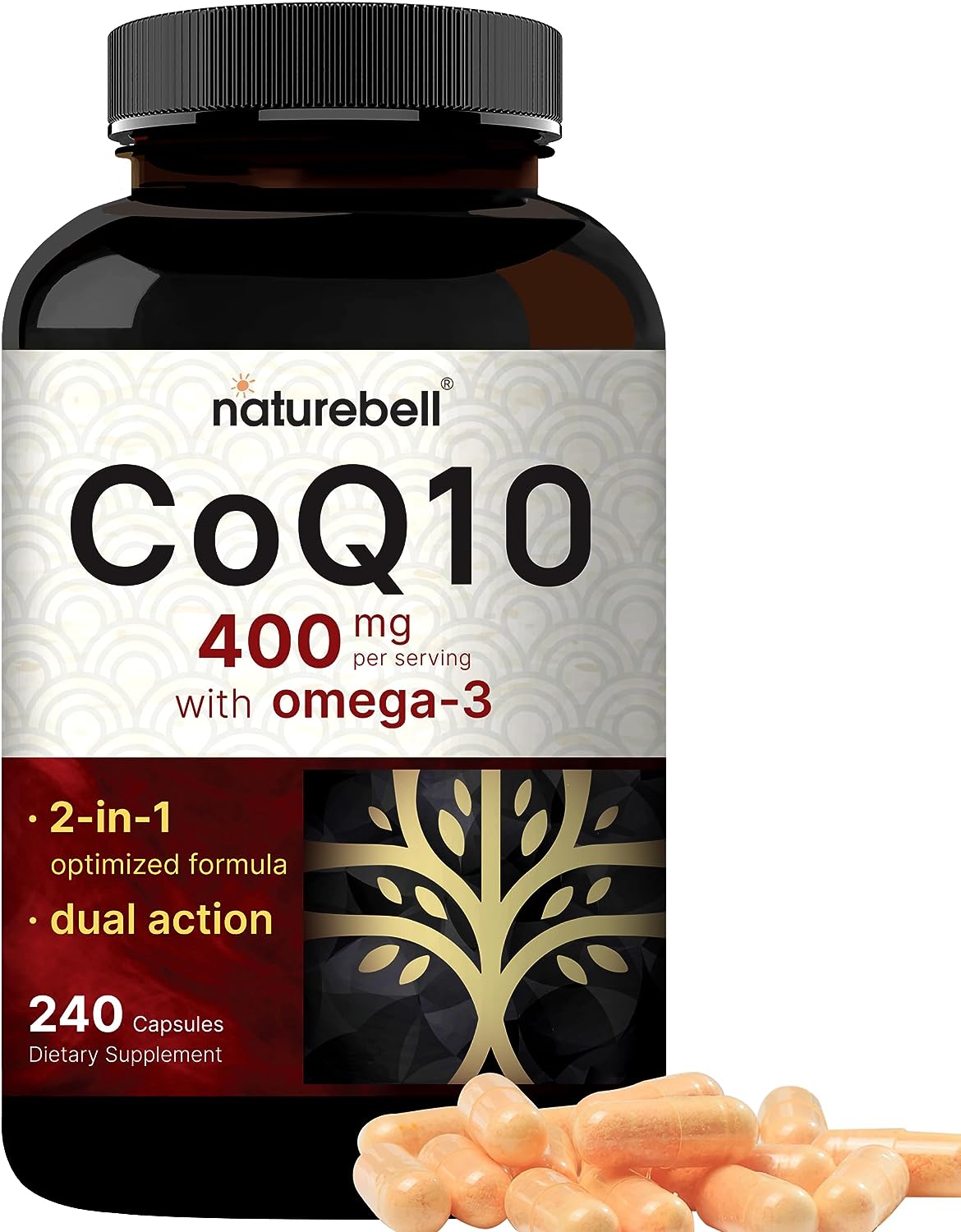 CoQ10 (Ubiquinone) with Omega 3 Fatty Acids, 240 Capsules