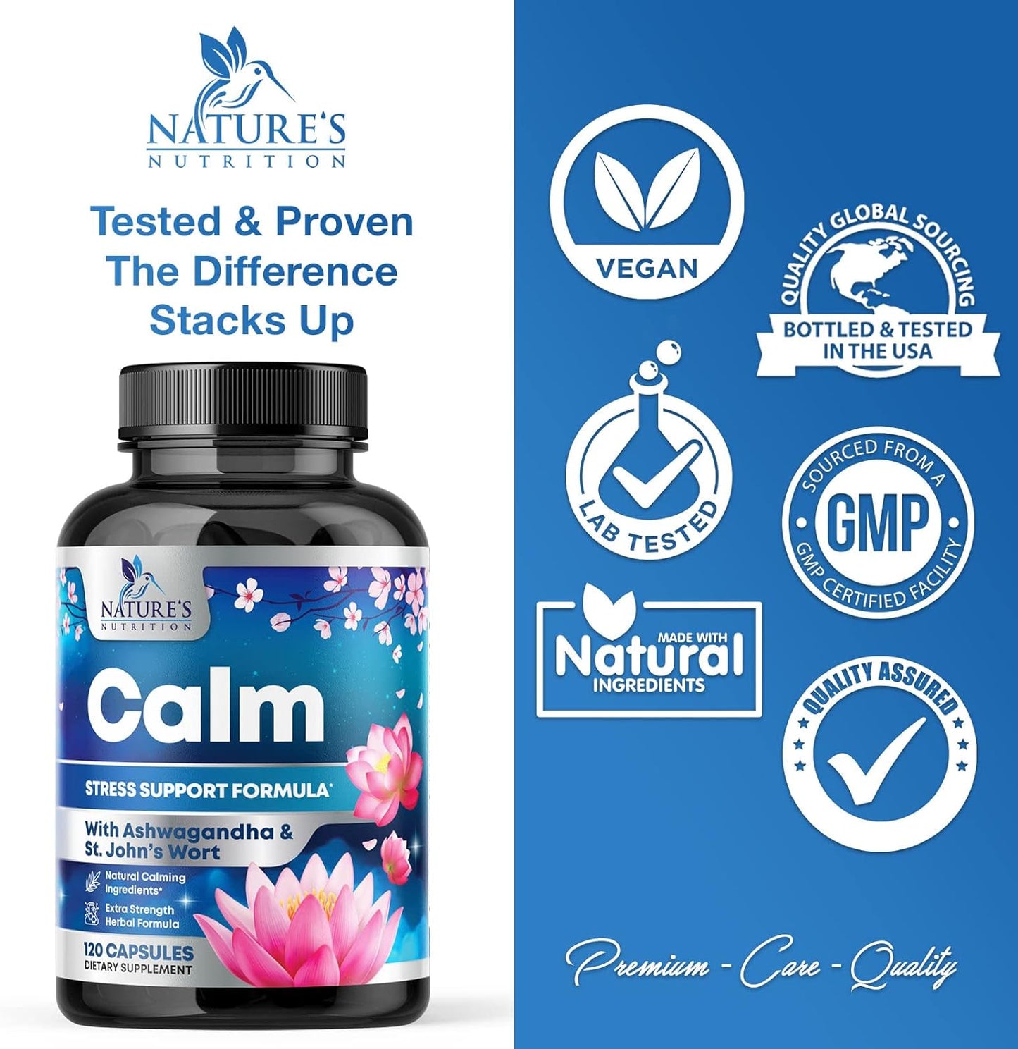 Nature's Nutrition Calm & Stress Support Supplement - 120 Capsules