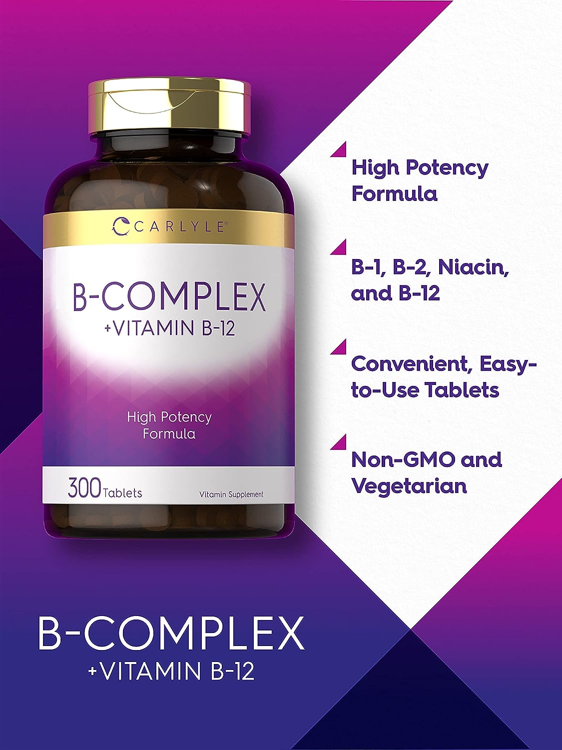 Carlyle B Complex Vitamin with B12  300 Tablets