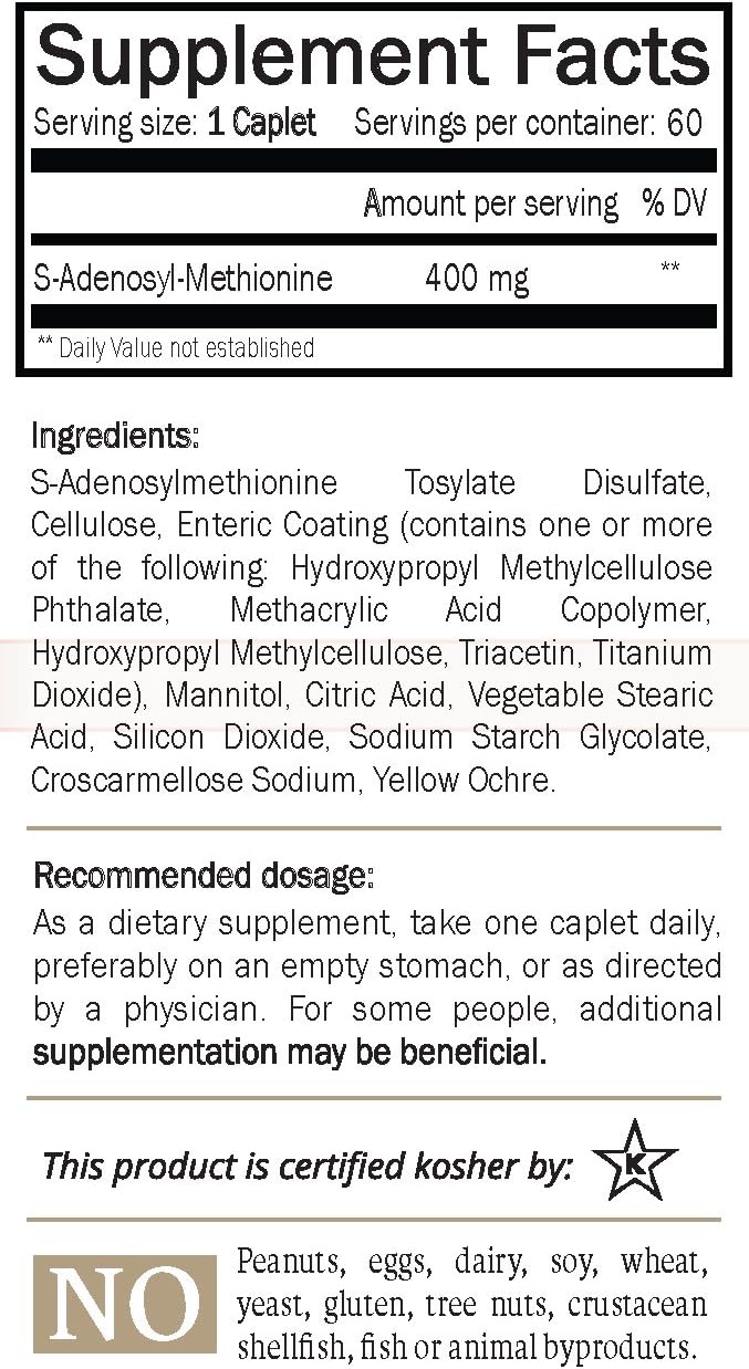 Nature's Trove SAM-e 400mg 60 Enteric Coated Caplets.