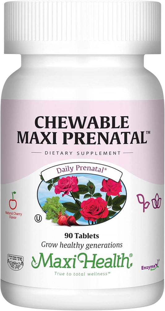 Maxi-Health Chewable Prenatal Vitamin - Over 25 Essential Vitamins and Minerals - 90 count