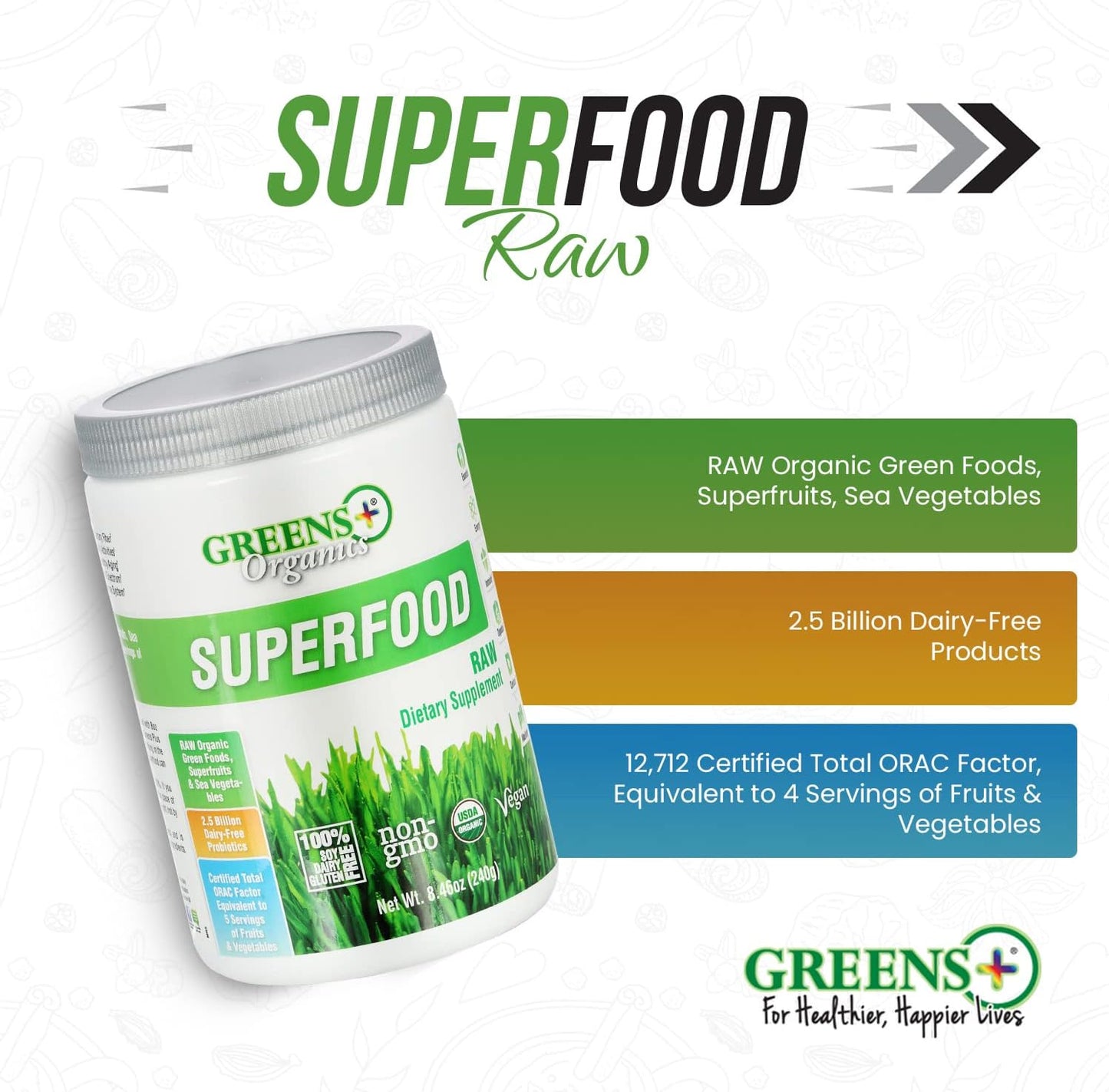 Greens+ Organic Superfood Raw Boost Energy 8.46 oz