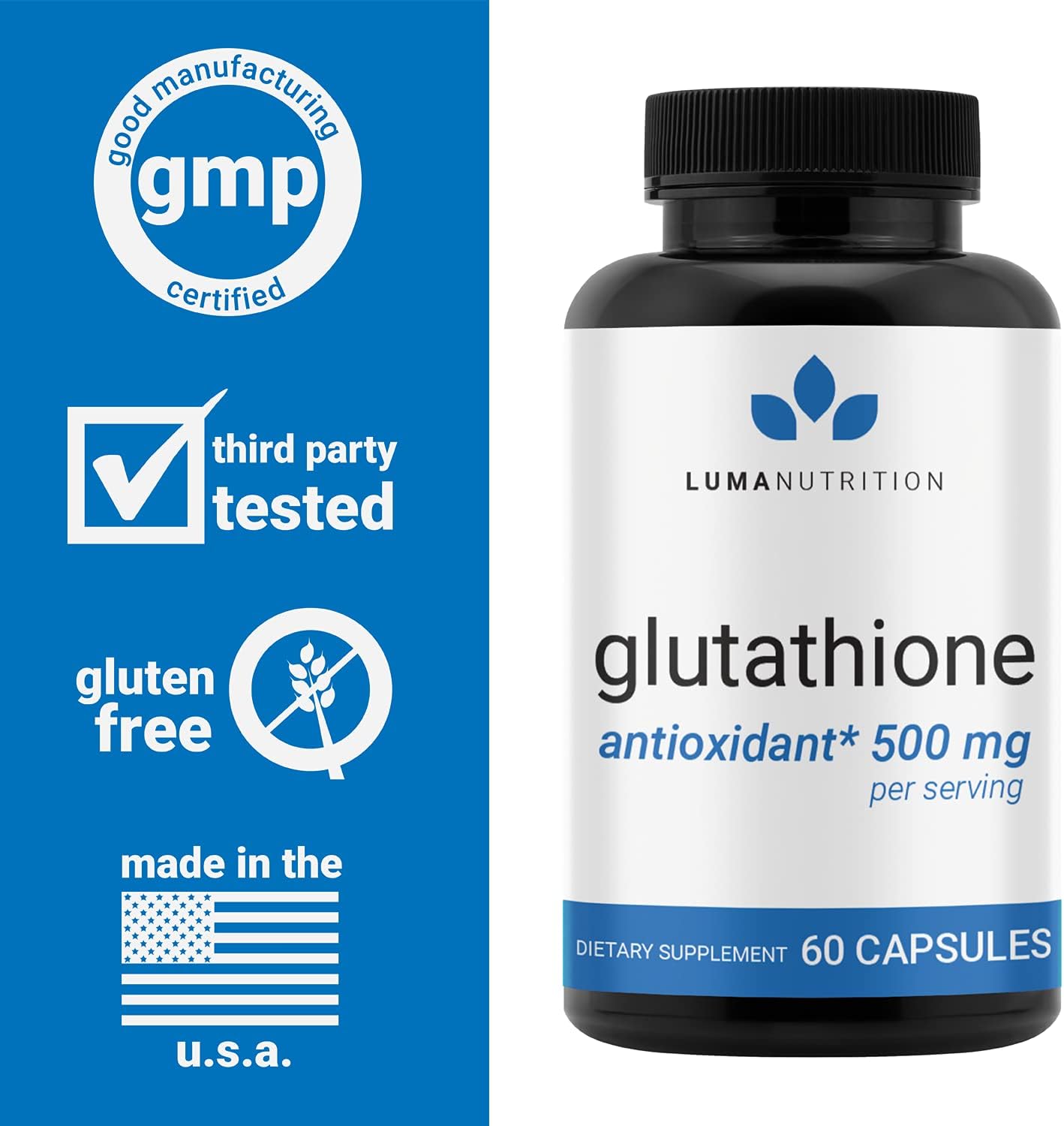 Premium Glutathione - Reduced Glutathione 500mg - 60 count