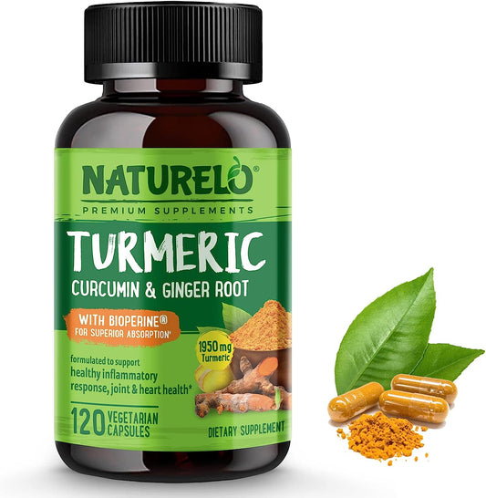 NATURELO Turmeric Curcumin - BioPerine for Better Absorption - 120 capsules