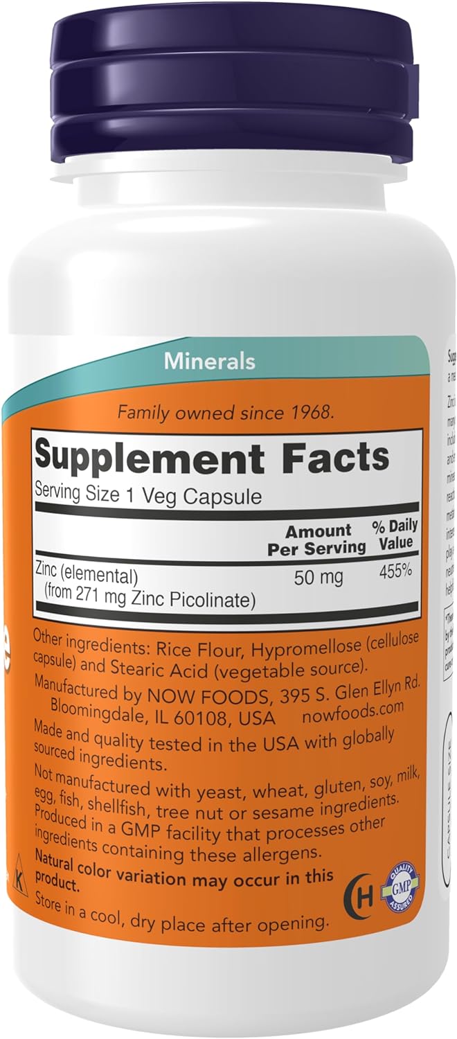 NOW Supplements, Zinc Picolinate 50 mg, 120 capules