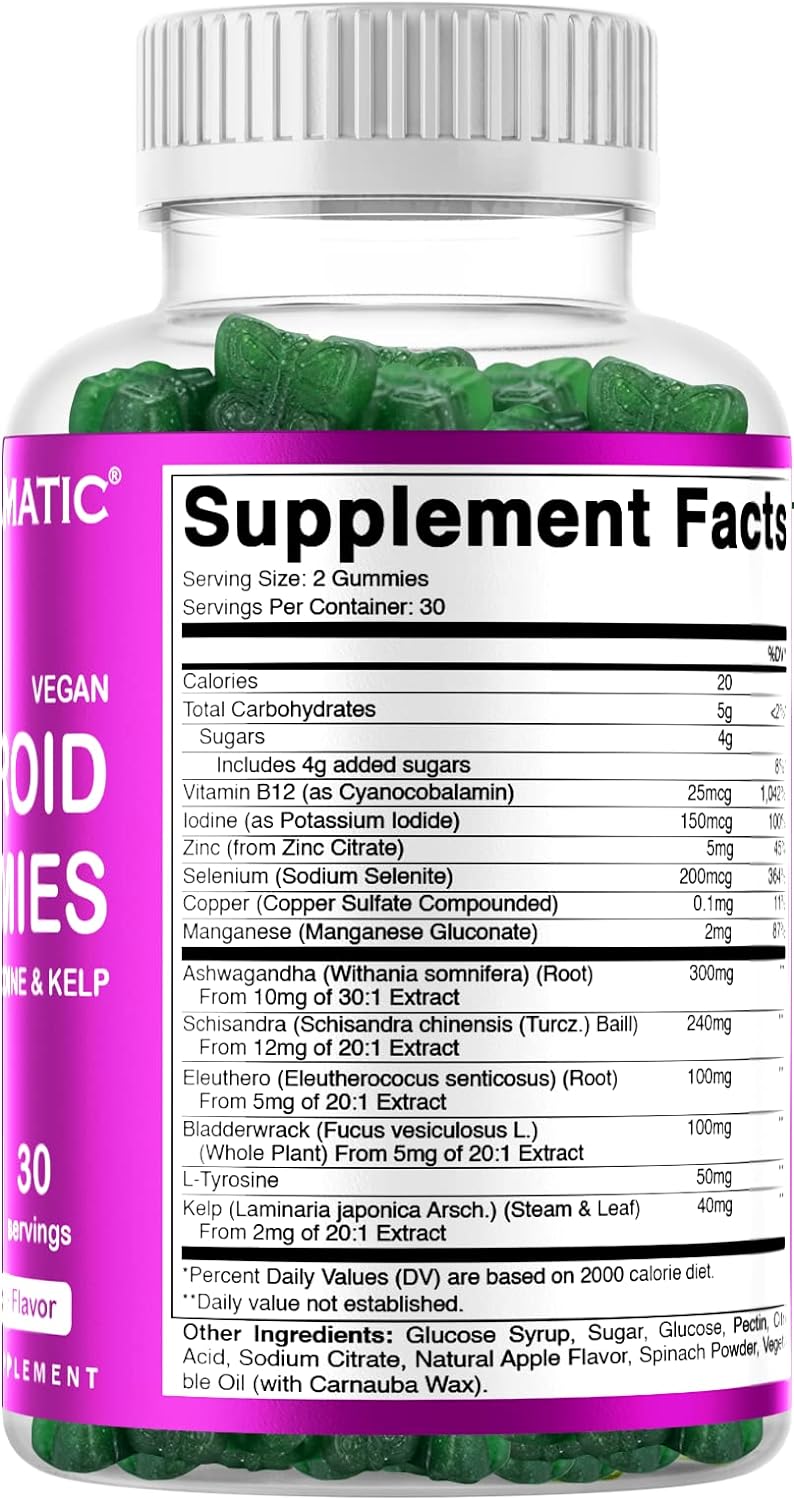 Vitamatic Vegan Thyroid Support Gummies with Iodine & Kelp - 60 Count