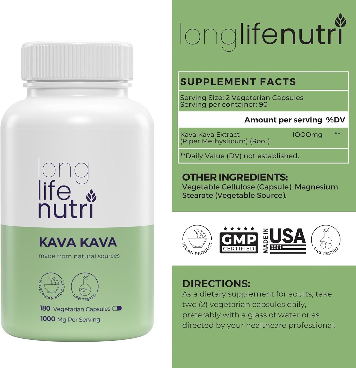 Kava Kava Extract  180 Vegetarian Capsules