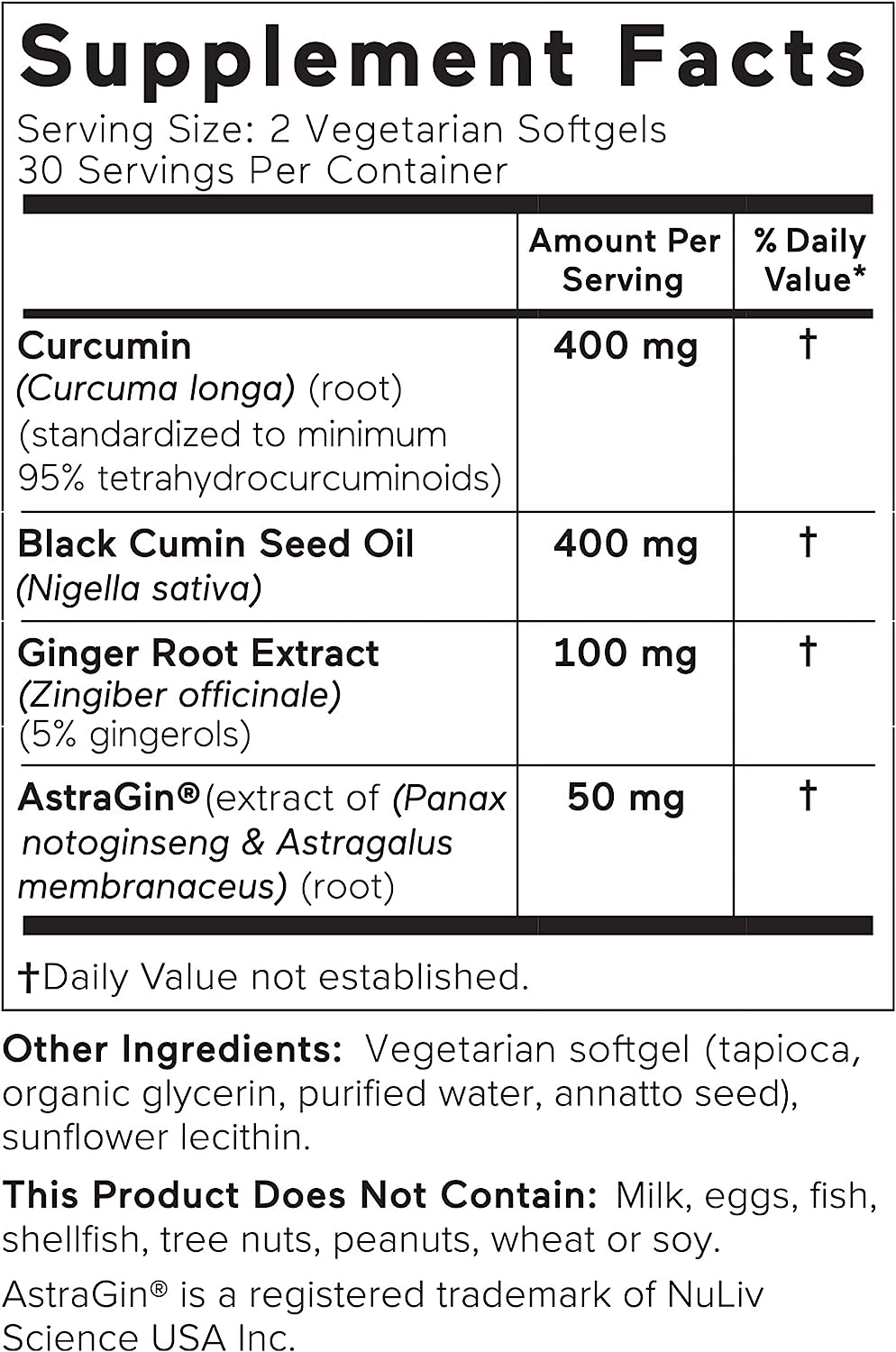 Smarter Nutrition Curcumin Softgels - Potent & Bioavailable 60 Count