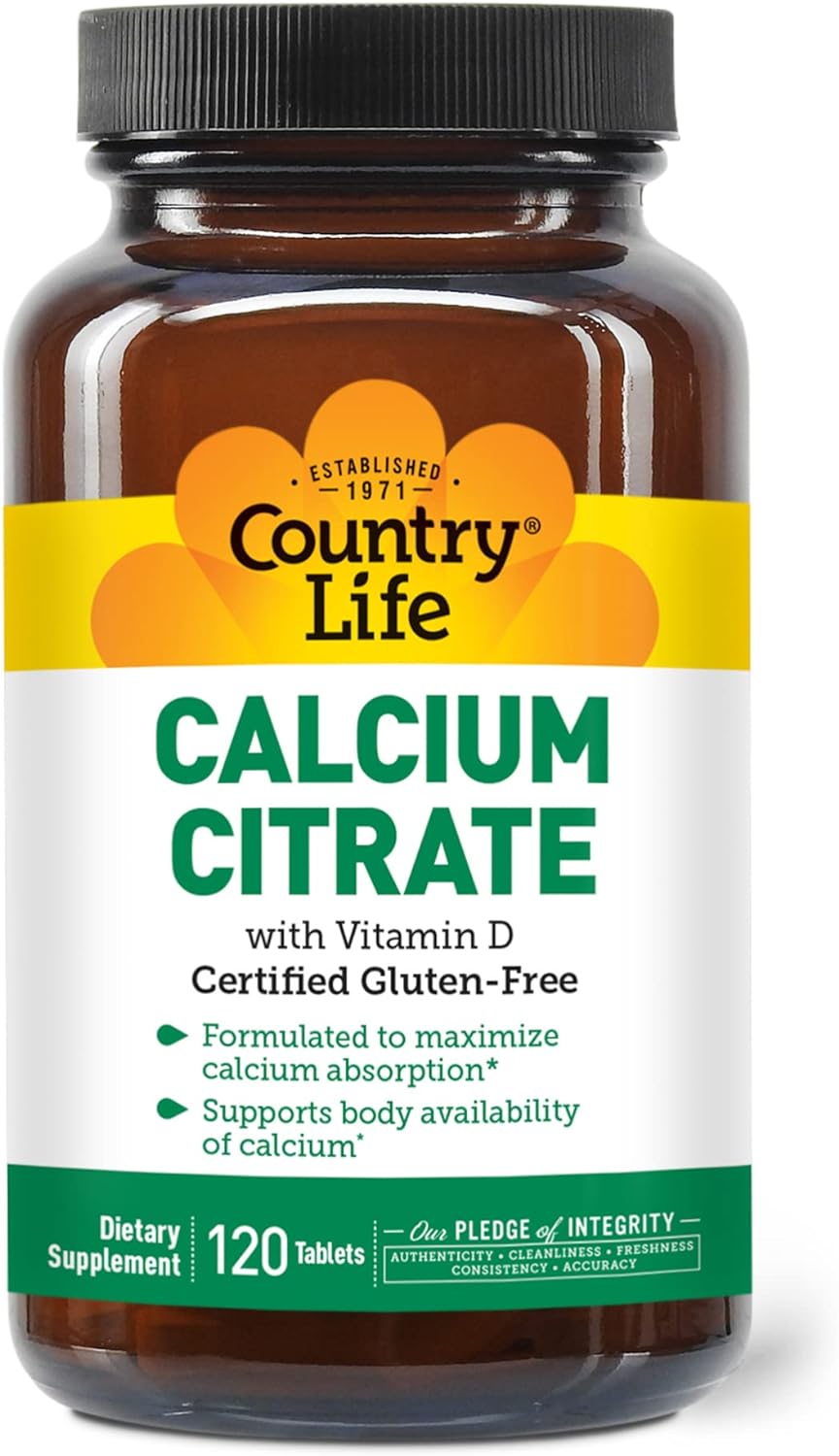 Country Life Calcium Citrate with Vitamin D, 120 Tablets