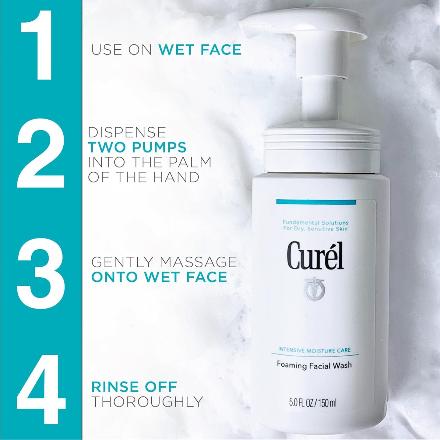 Curel Japanese Skin Care Foaming Daily Face Wash for Sensitive Skin, 5 Oz