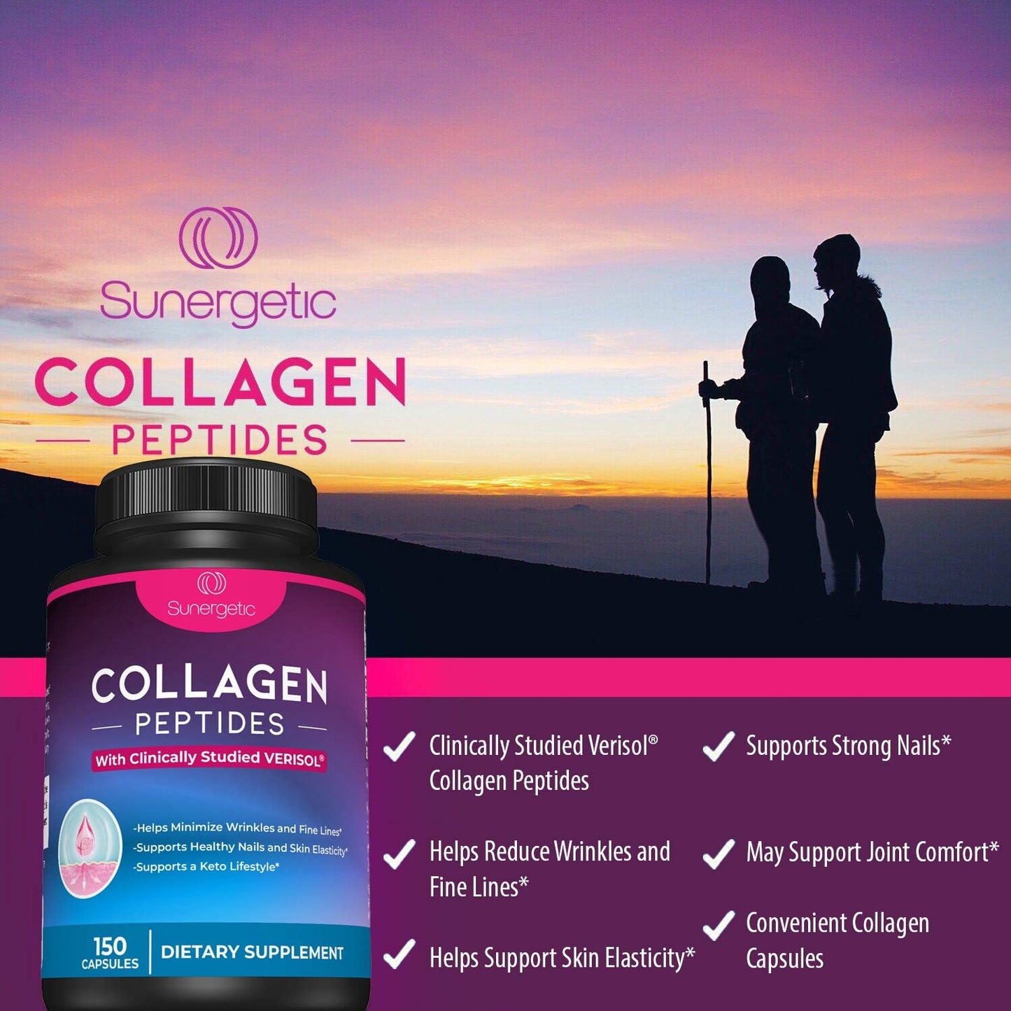 Sunergetic Premium Collagen Peptides - 150 Capsules