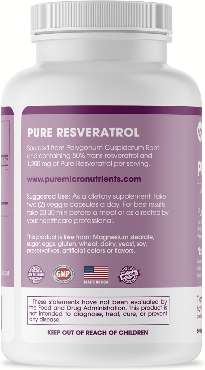 Pure Micronutrients - Pure Resveratrol Supplement 60 Vegan Capsules