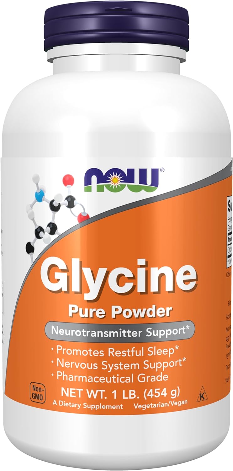 NOW Supplements, Glycine Pure Powder, Promotes Restful Sleep*, Neurotransmitter Support, 1-Pound