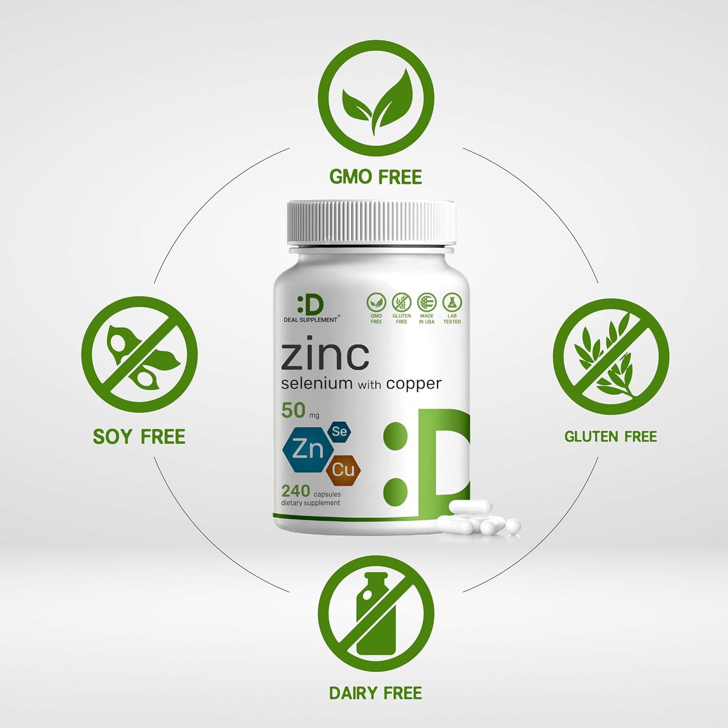 Zinc  with Selenium with Copper, 240 Capsules