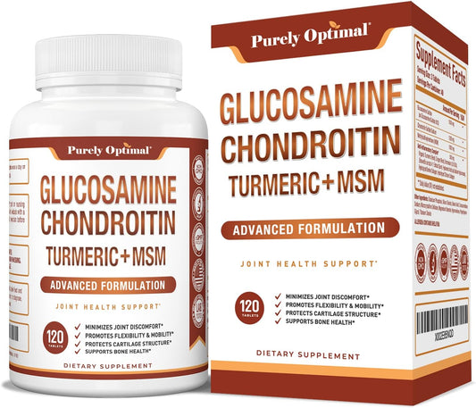 Purely Optimal Premium Glucosamine Chondroitin MSM Supplement 120 count