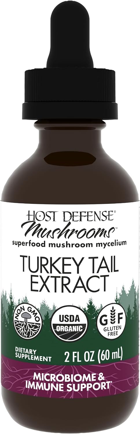 Host Defense Turkey Tail Extract - Digestive Health & Immune Response Support Supplement - 2 fl oz