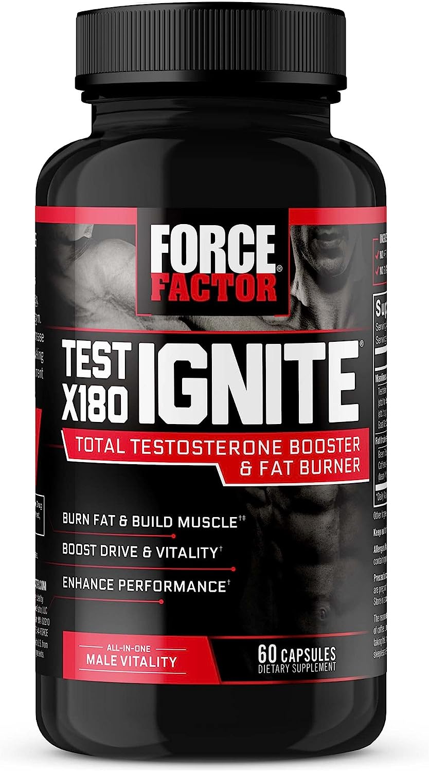 FORCE FACTOR Test X180 Ignite Testosterone Booster for Men 60 capsules