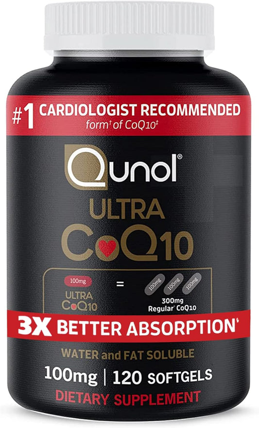 Qunol CoQ10 100mg Softgels, Qunol Ultra CoQ10 100mg, 3x Better Absorption, 120 count