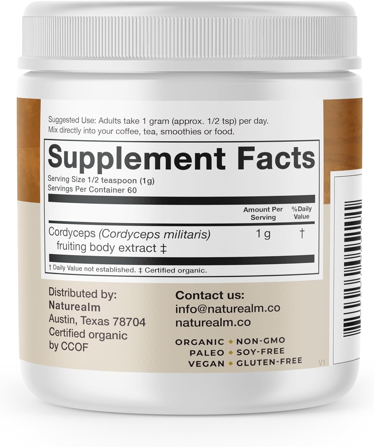 Naturealm - Cordyceps Powder - Nootropic Mushroom