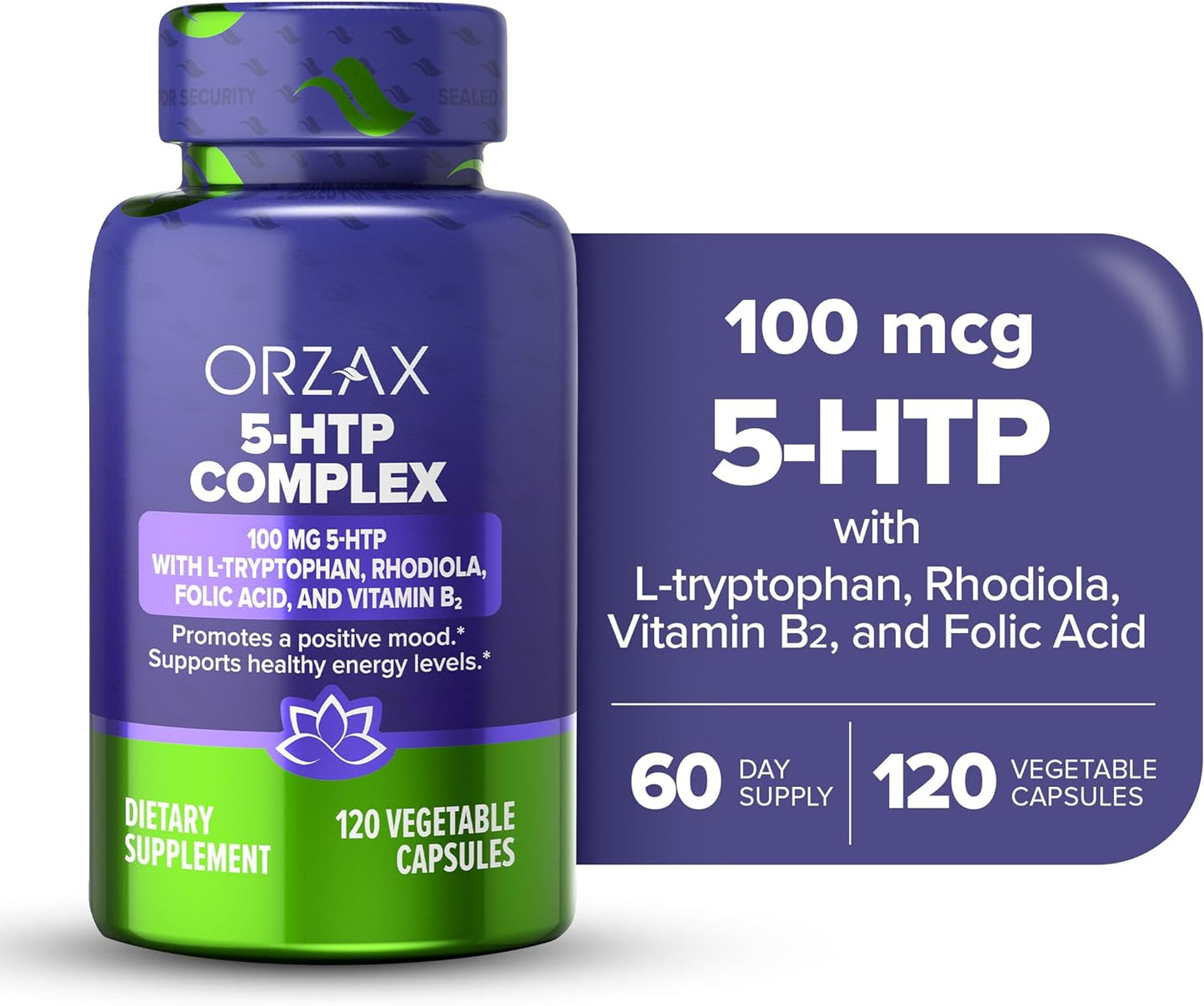 ORZAX 5 HTP 200mg Capsules -120 count