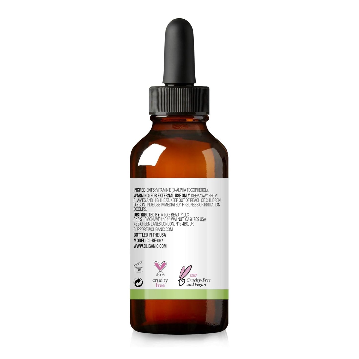 Cliganic 100% Pure Vitamin E Oil for Skin, Hair & Face - 30,000 IU, 1 floz