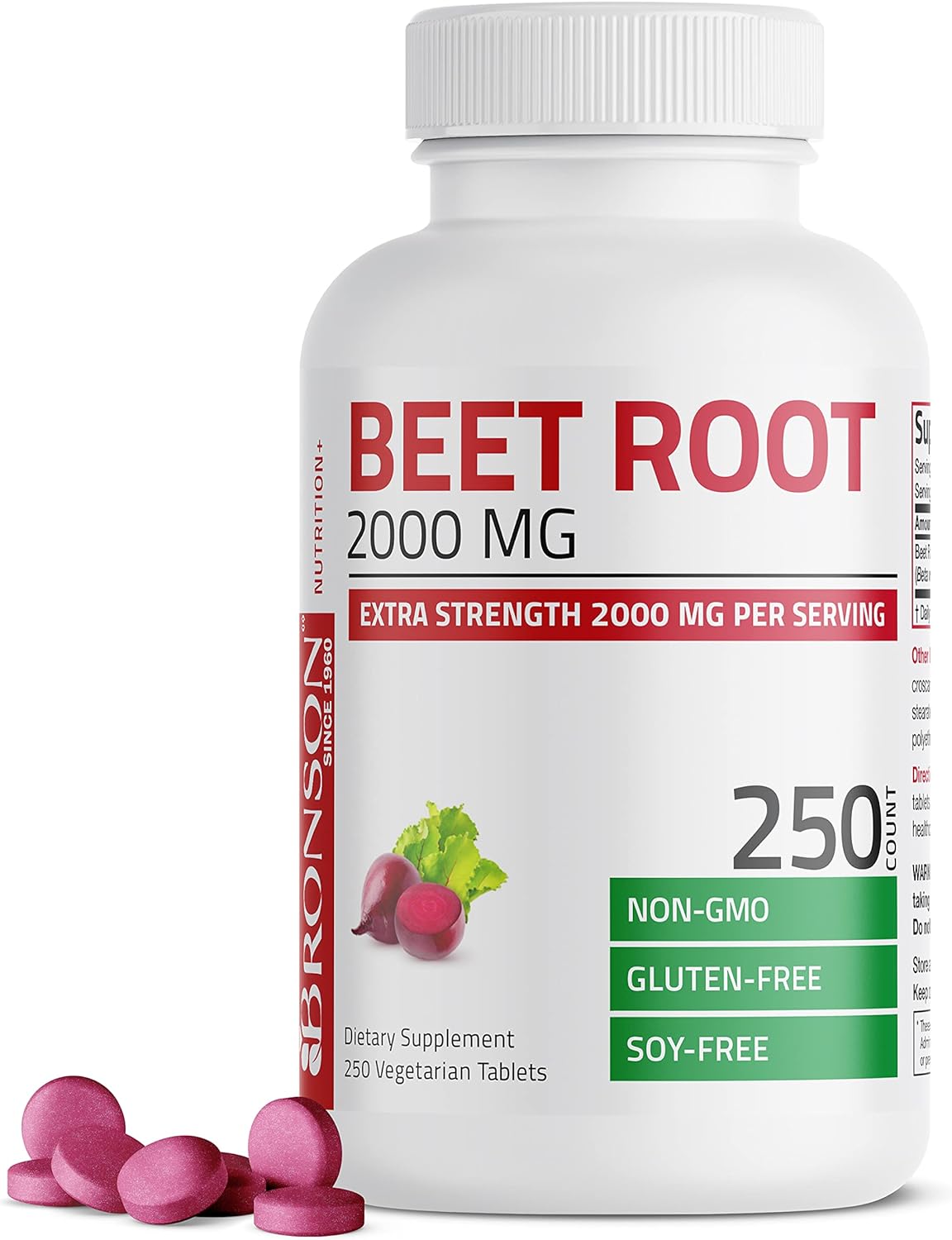 Bronson Beet Root Extra Strength , 250 Vegetarian Tablets