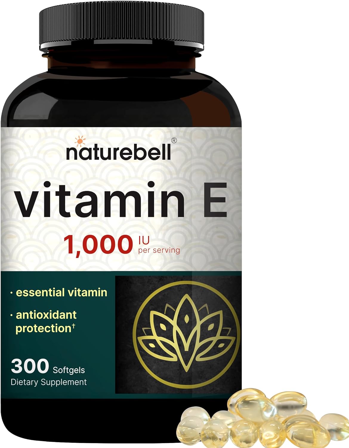 NatureBell Vitamin E Oil Softgels, 1,000 IU Per Serving, 300 Pills