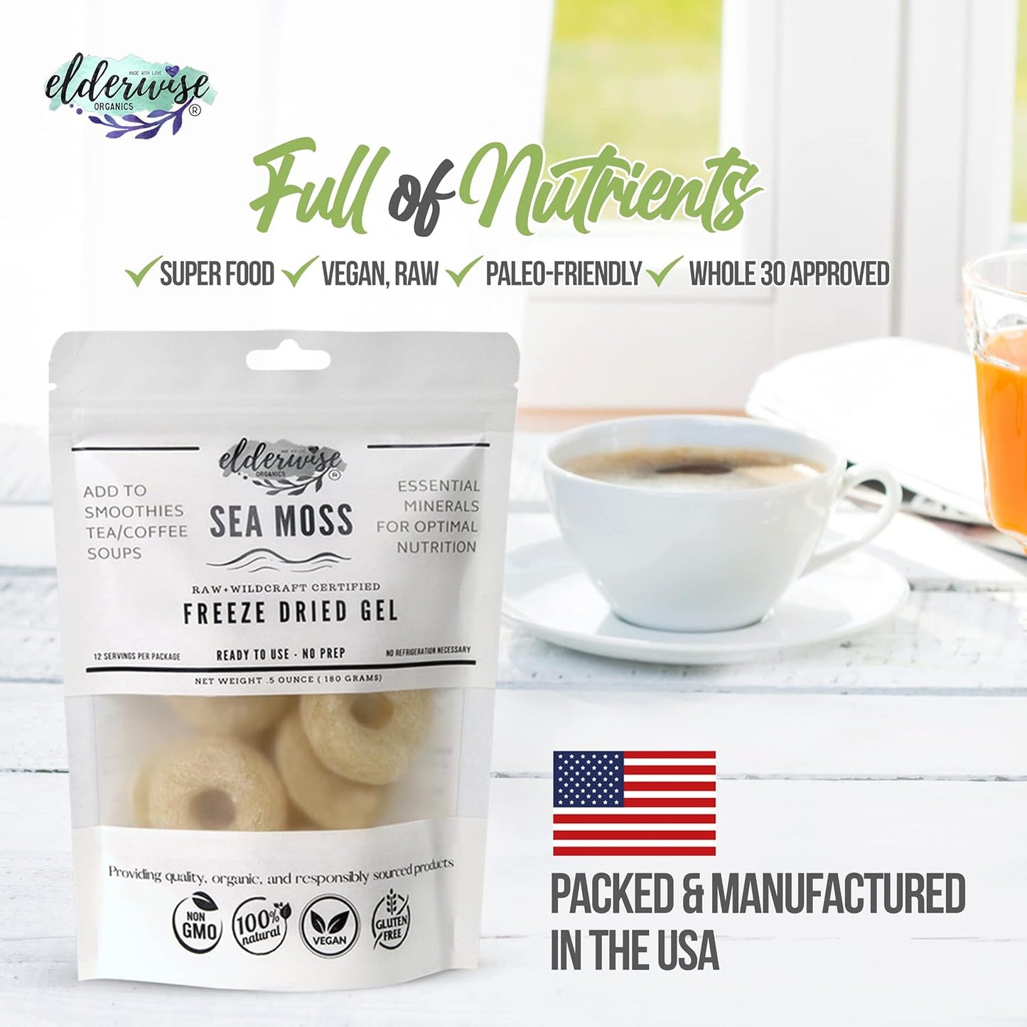 Elderwise Organics Sea Moss Gel –Refrigeration Required (12 pcs)