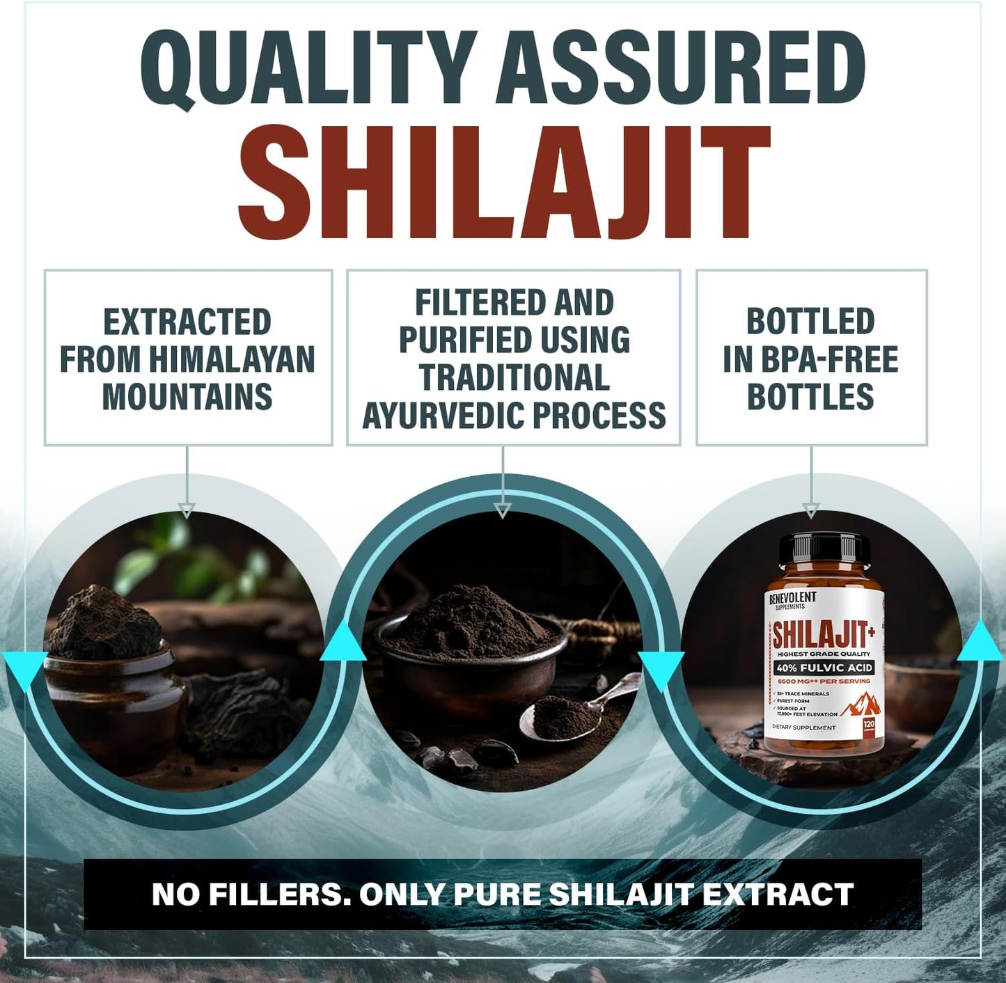 6,500mg Shilajit Supplement with 40% Fulvic Acid (High Absorption)- 120 Capsules