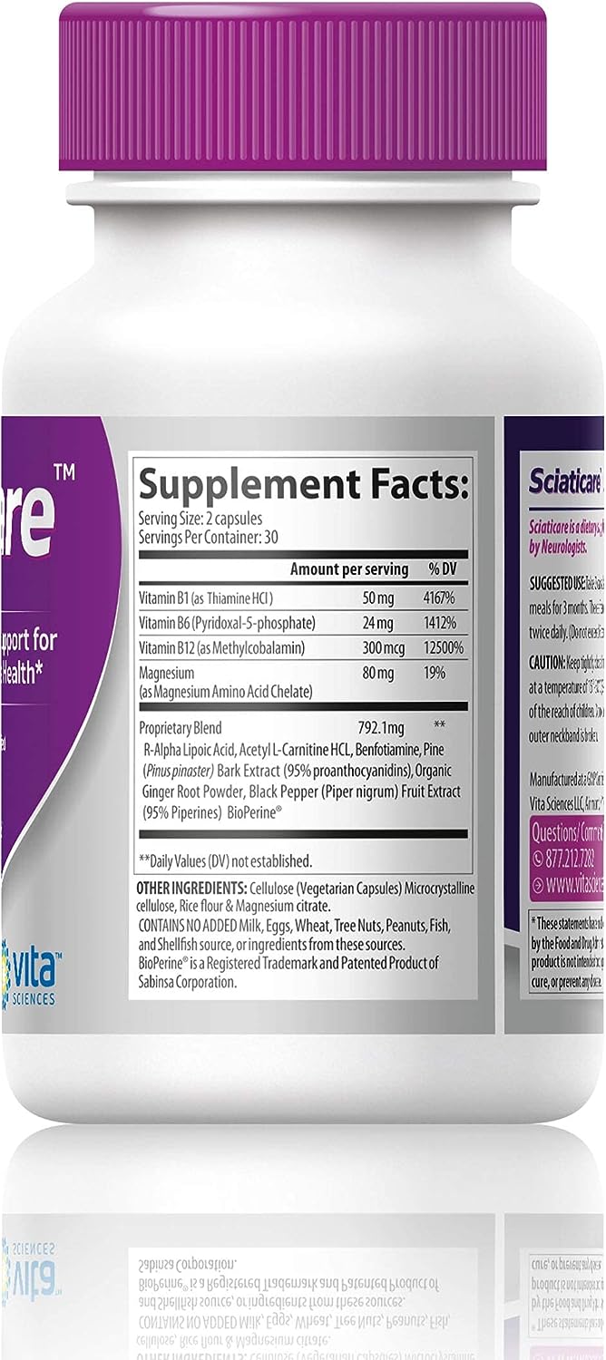 Vita Sciences Sciaticare Nerve Soothing Supplement Vitamins 60 capsules