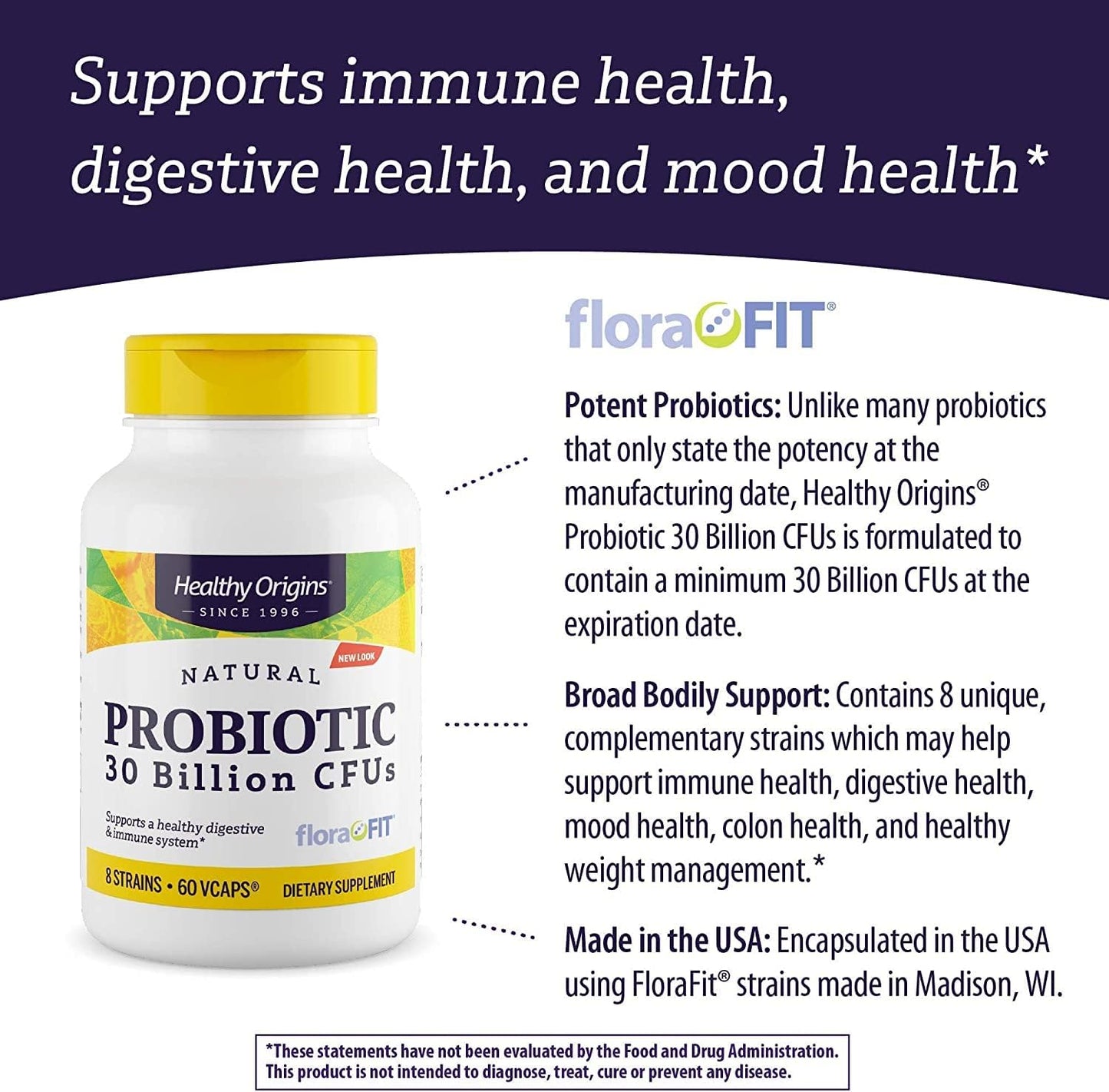 Healthy Origins Probiotic 30 Billion CFUs  60 Veggie Capsules