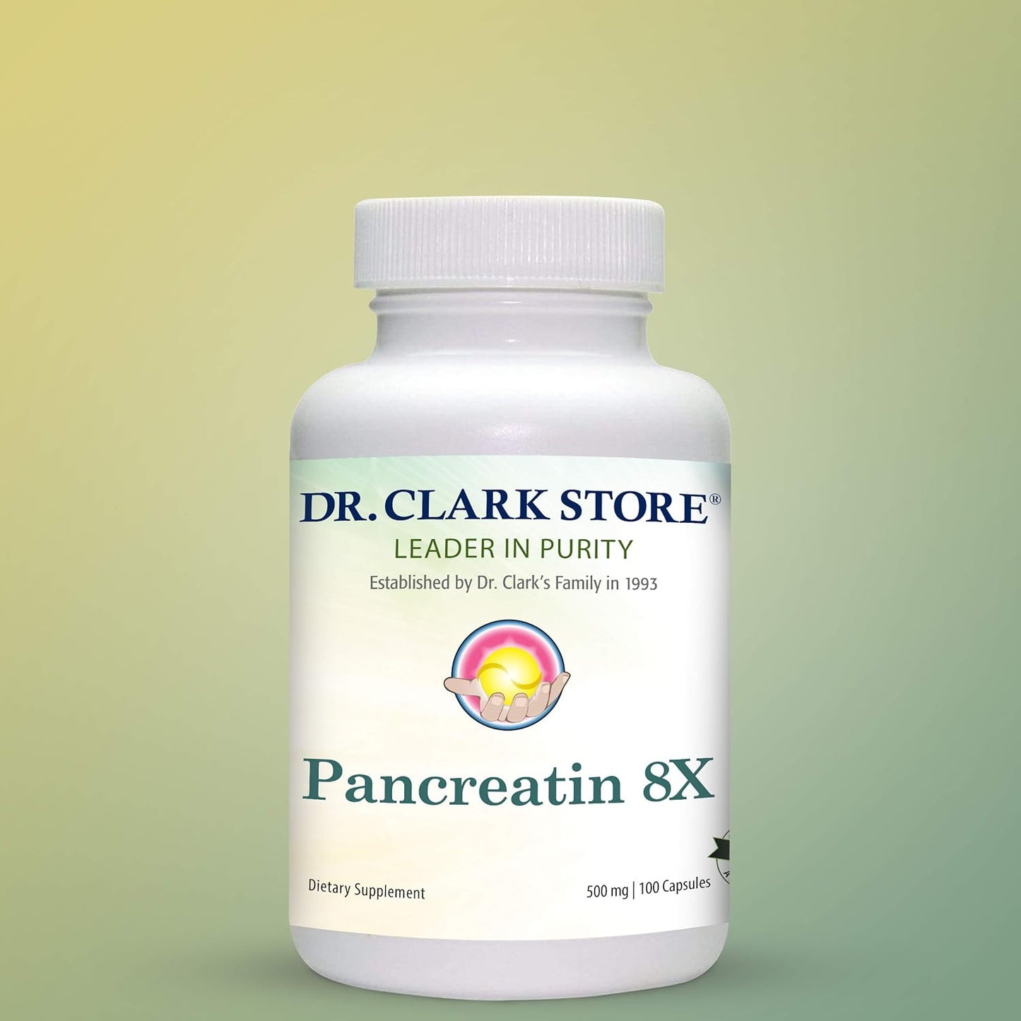 Dr. Clark Pancreatin 8X Enzyme Supplement 500mg -  100 Gelatin Capsules