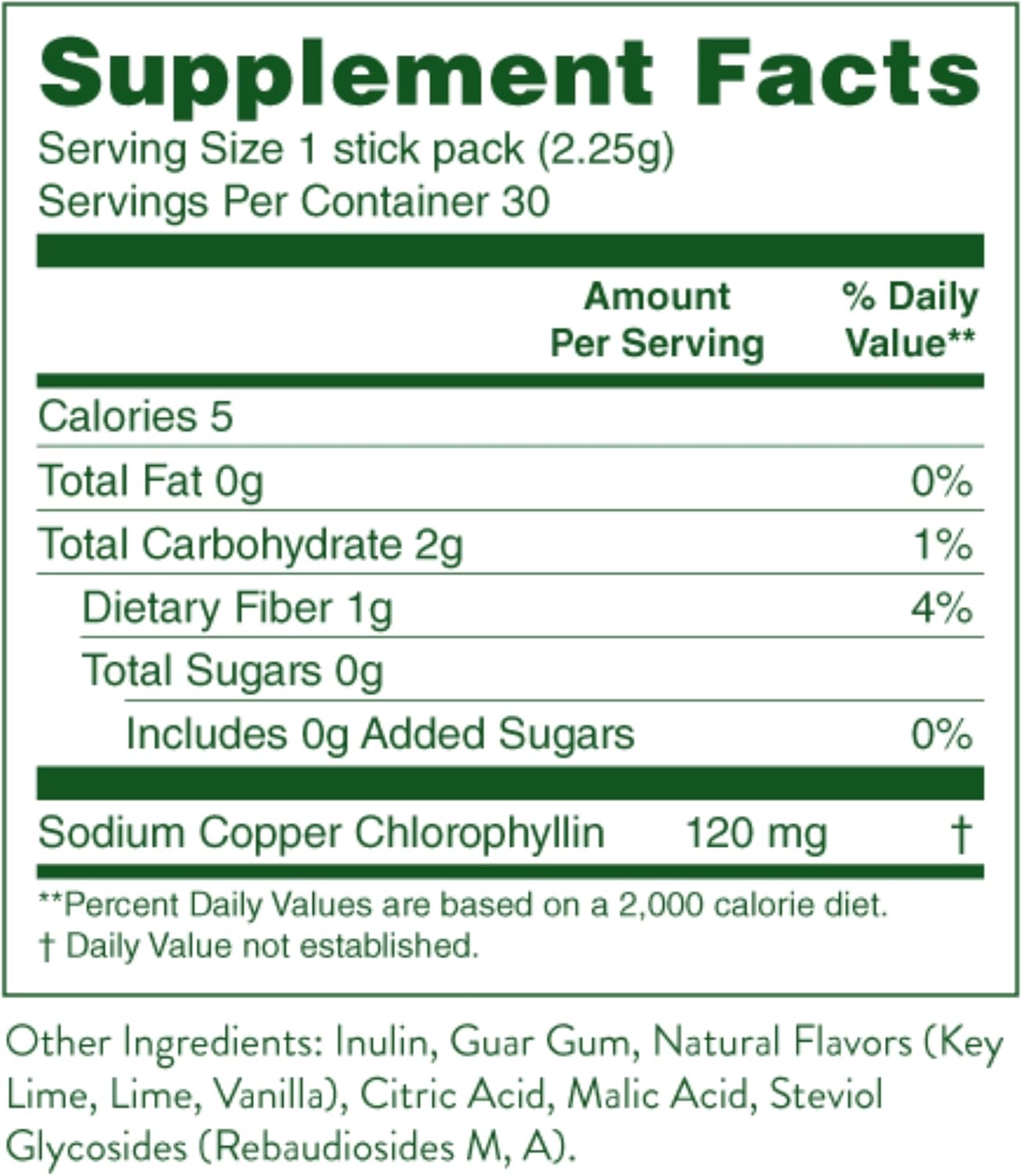 Nature's Sunshine Chlorophyll Stick Packs(Lime Twist)