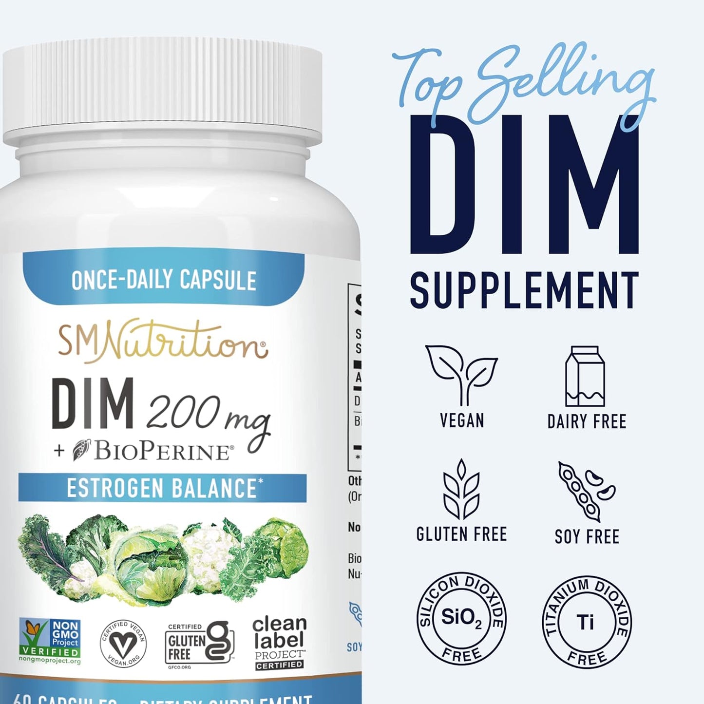 DIM Supplement 200 mg | Estrogen Hormone Balance for Women & Men 60 count