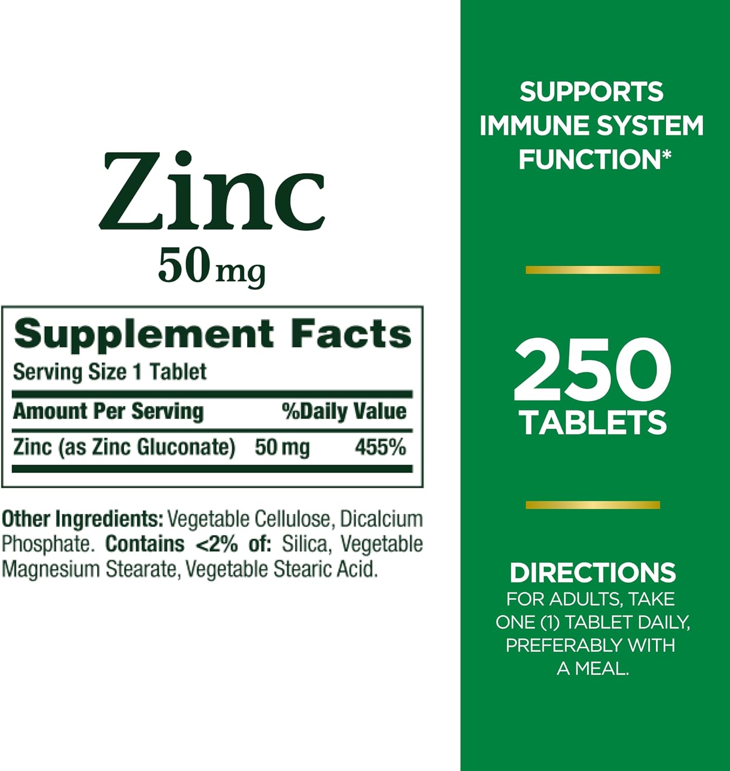 Nature's Bounty Zinc 50mg, Immune Support,120 count