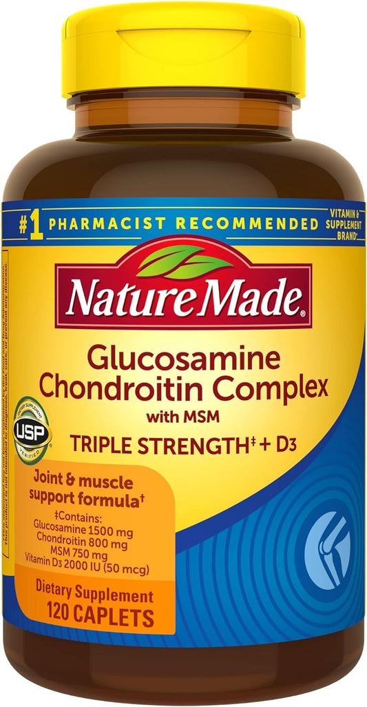 Nature Made Glucosamine Chondroitin Complex with MSM for Joint Support, 120 Caplets