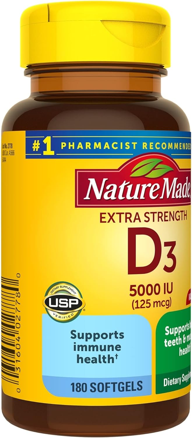 Nature Made Extra Strength Vitamin D3 5000 IU  180 Softgels