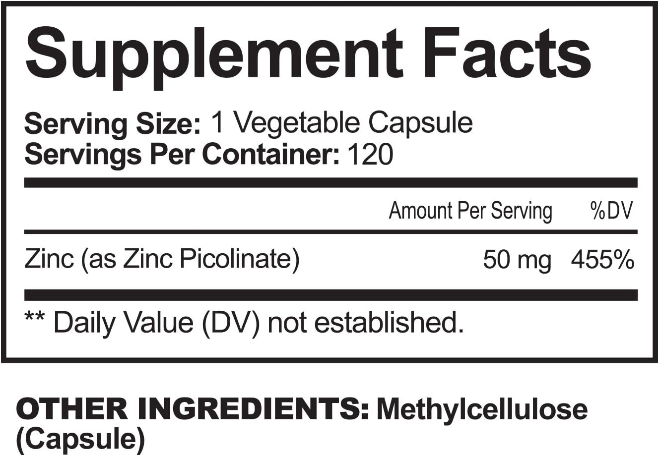 NutriFlair Zinc Picolinate 50mg, 120 Capsules