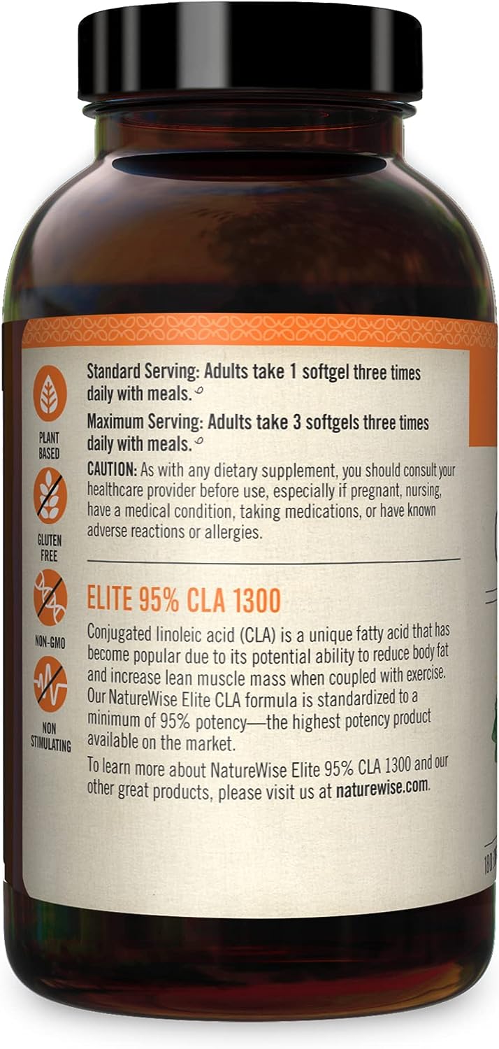 NatureWise Elite CLA 1300 Maximum Potency, 95% CLA  180 Count