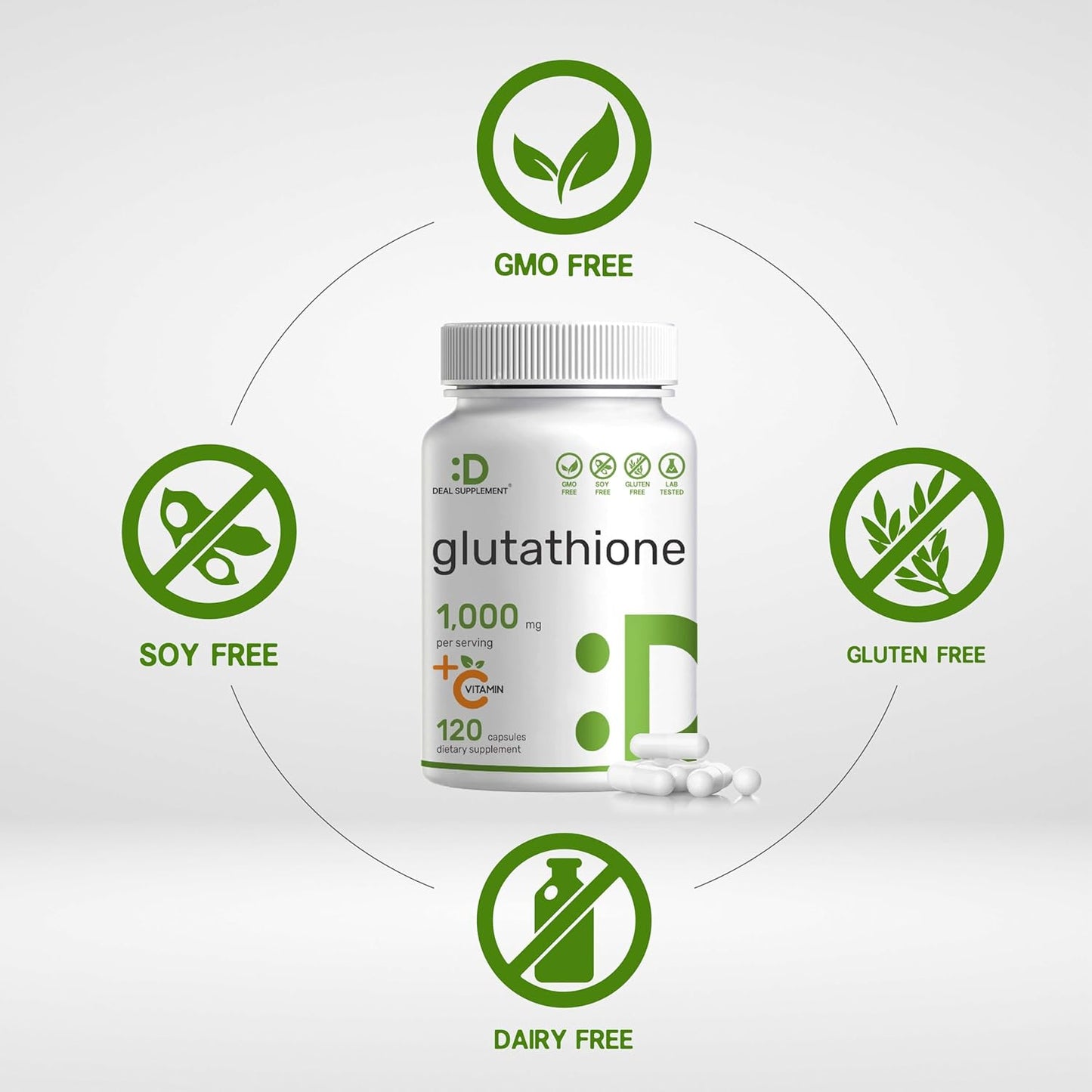 Glutathione Supplement 1,000mg Per Serving, 98%120 Capsules