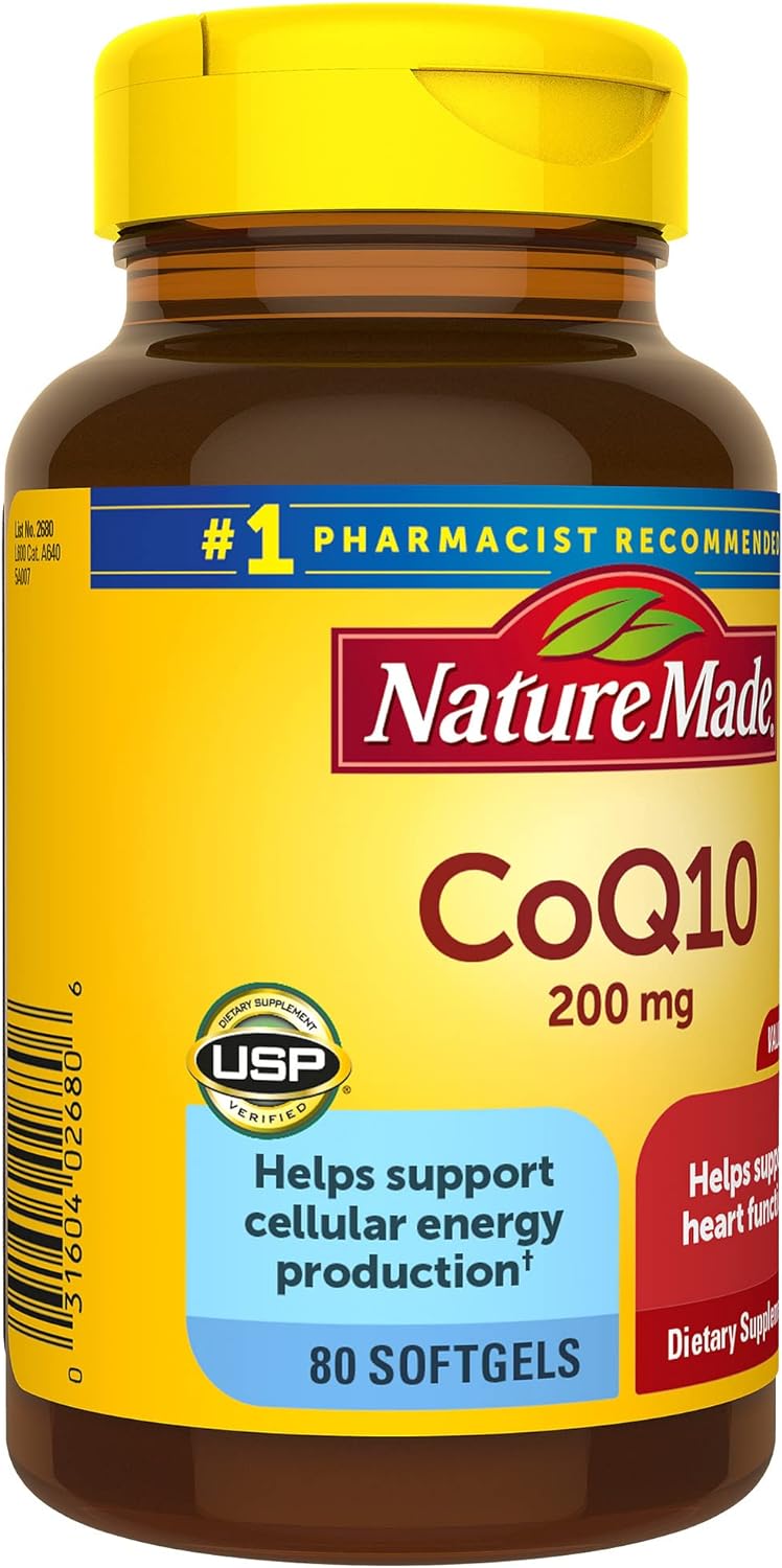 Nature Made CoQ10 200mg,  Heart Health Support,80 Softgels