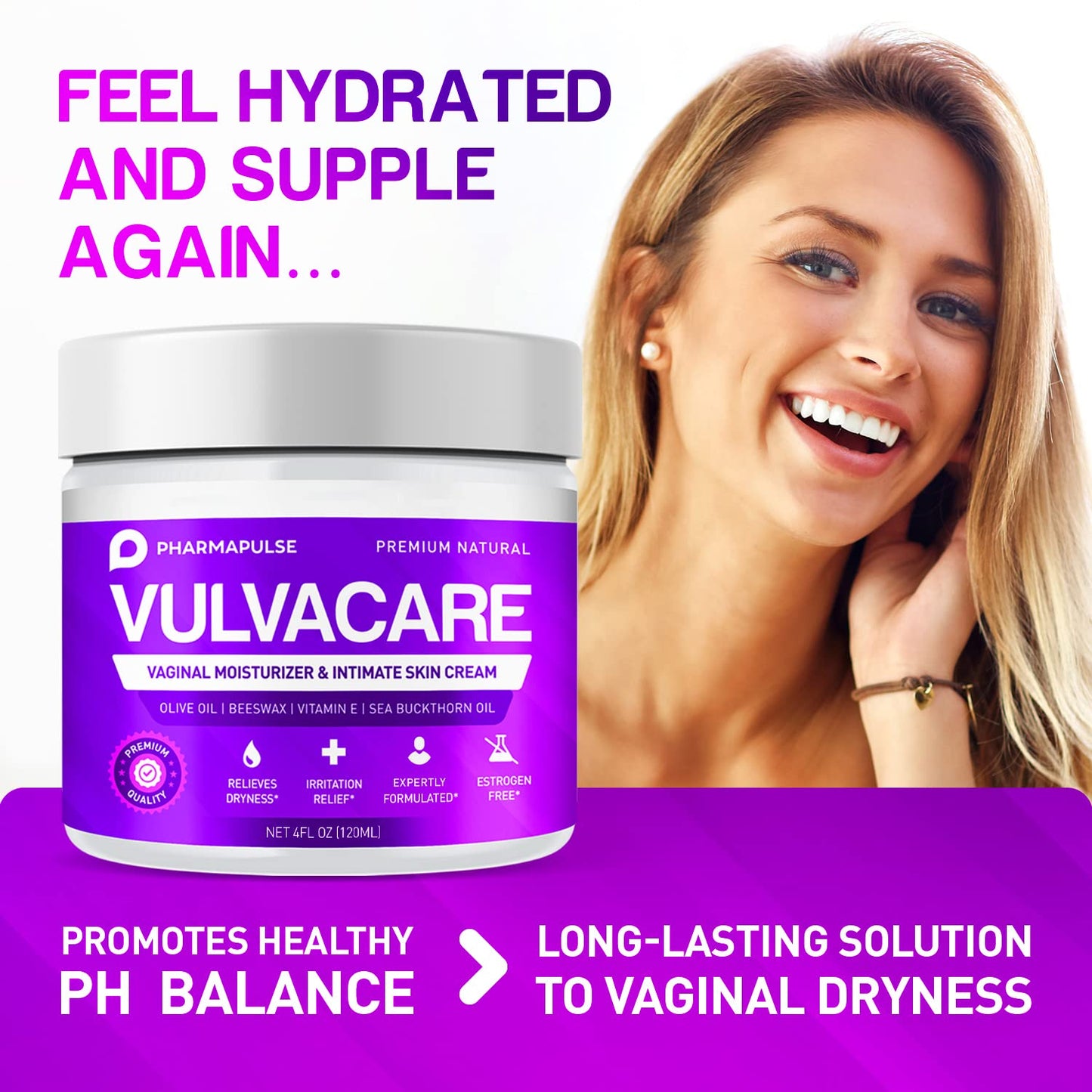 Pharmapulse Organic Vaginal Moisturizer, Vulva Balm Cream  Intimate Skin Care 4oz