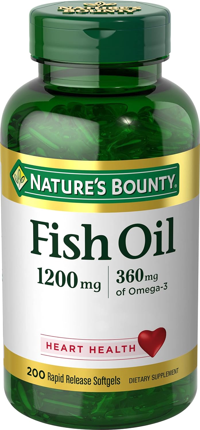 Nature's Bounty Fish Oil, Supports Heart Health, 1200 Mg, Rapid Release Softgels, 200 Ct