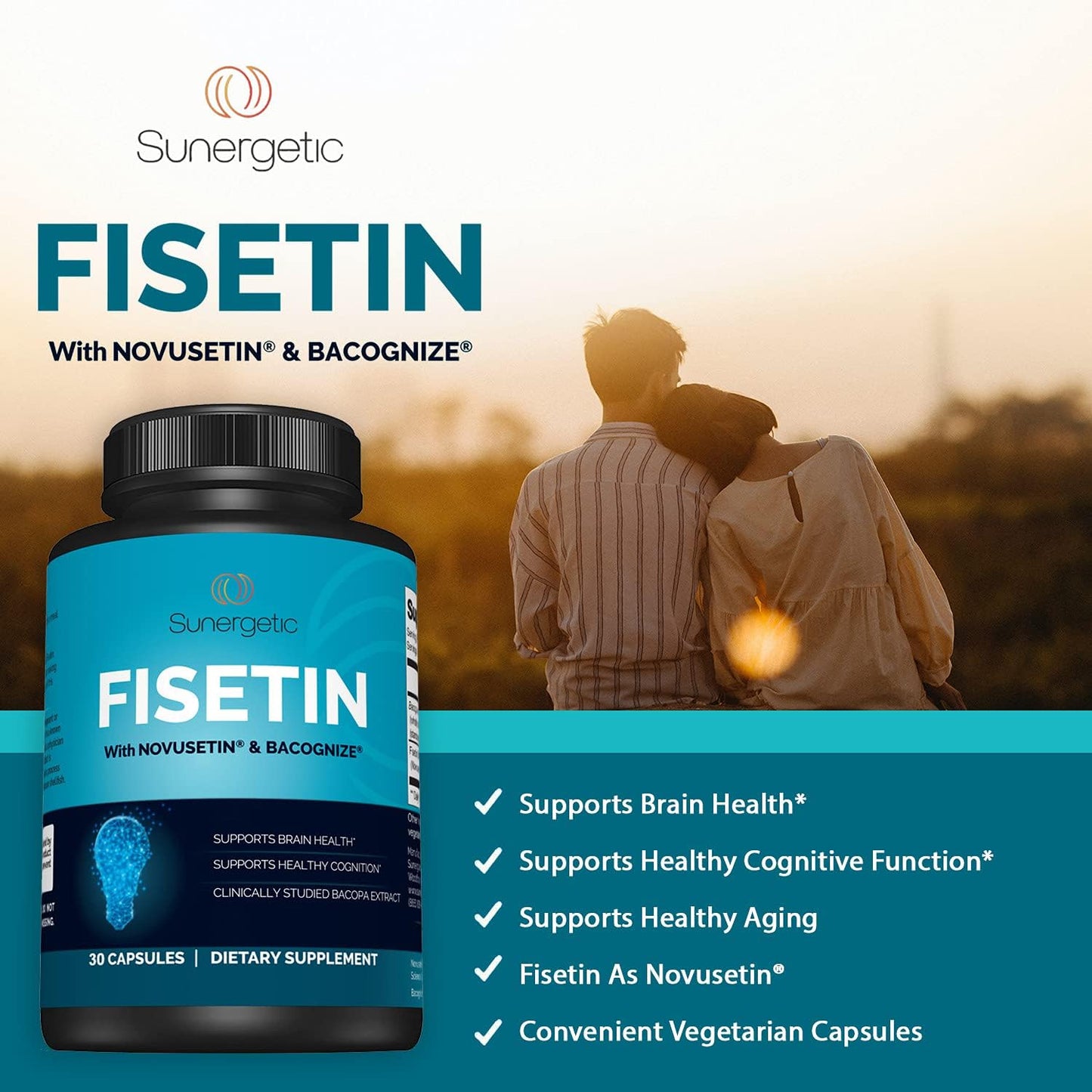 Premium Fisetin Supplement with Novusetin & Bacopa Extract to Support Memory- 30 Capsules