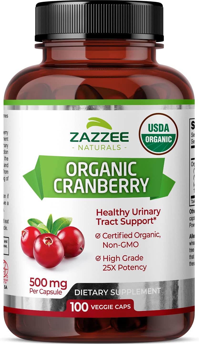 Zazzee USDA Organic Cranberry 25:1 Extract,100 Vegan Capsules