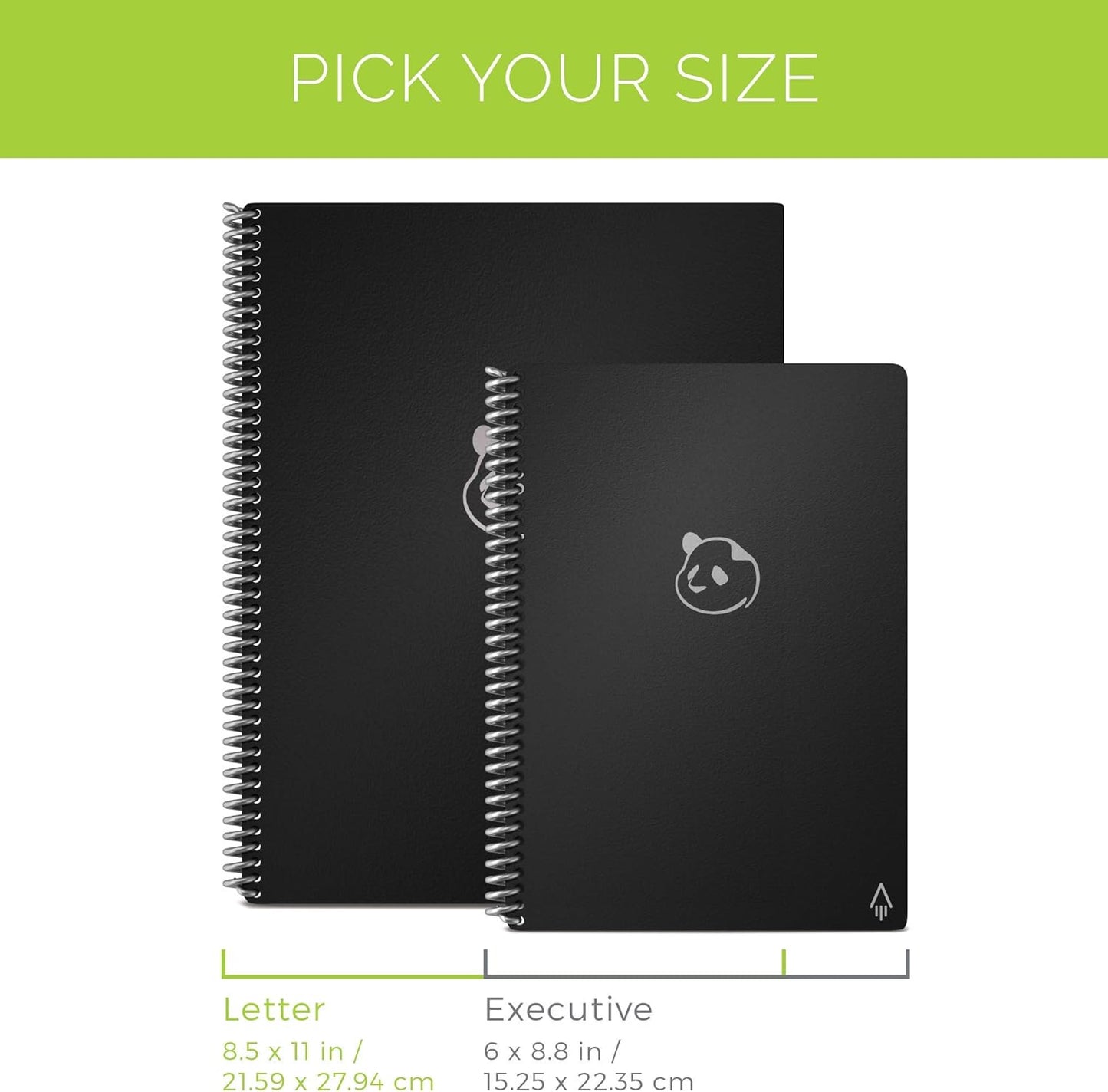 Rocketbook Smart Reusable Notebook, Letter Size Panda Planner with Daily, Weekly, & Monthly Pages, Infinity Black, (8.5" x 11")