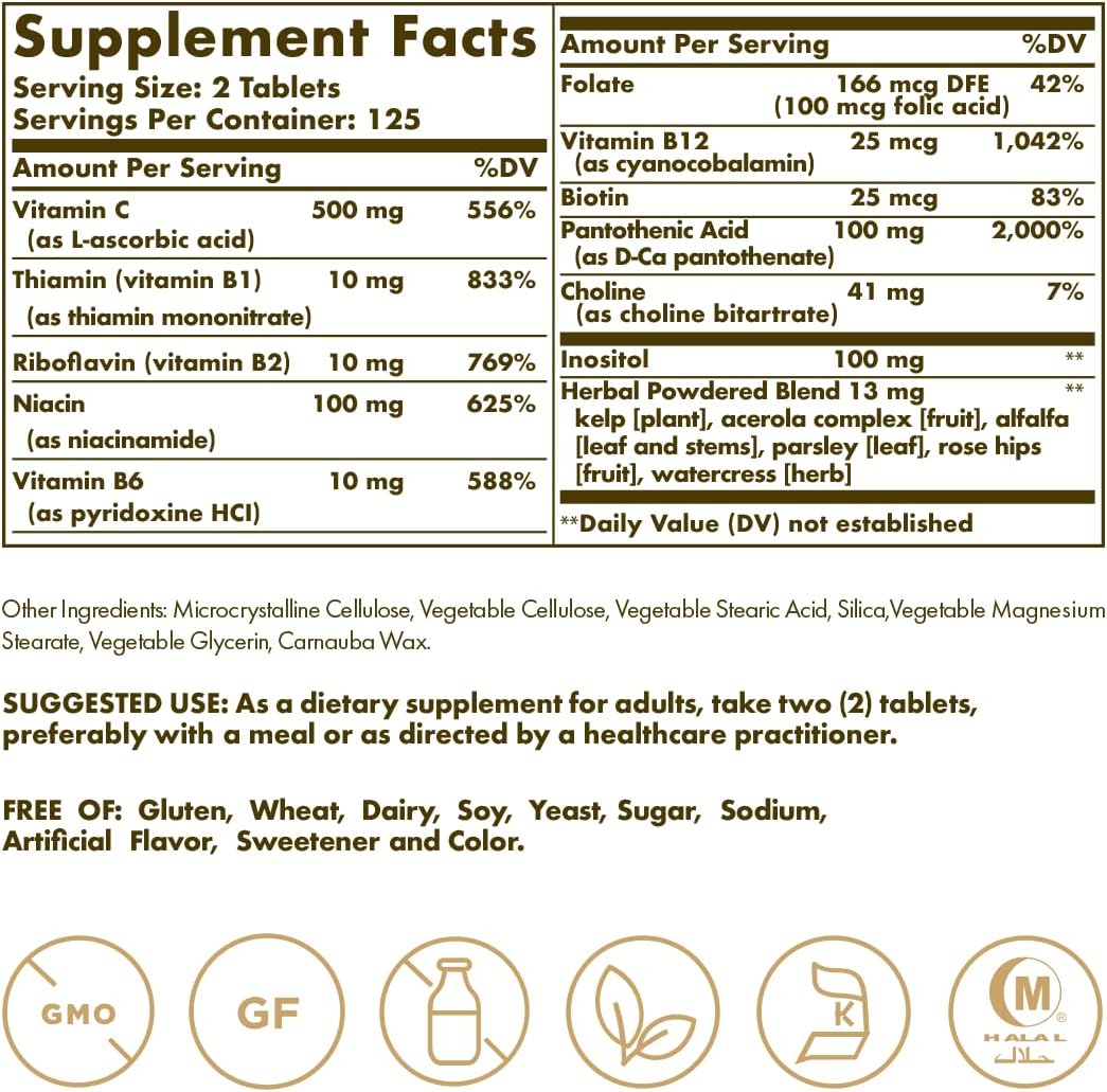 Solgar B-Complex with Vitamin C Stress Formula, 250 Tablets